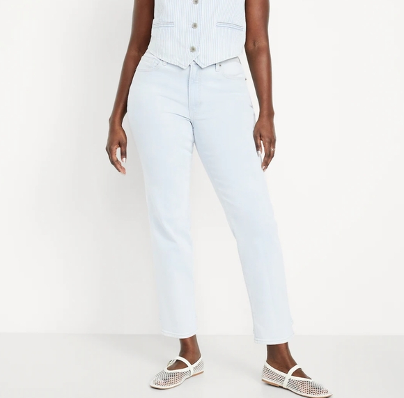 OLD NAVY High Rise OG Straight Secret Smooth Pockets Sz 8 Stretch‎ Light Wash - Picture 2 of 8